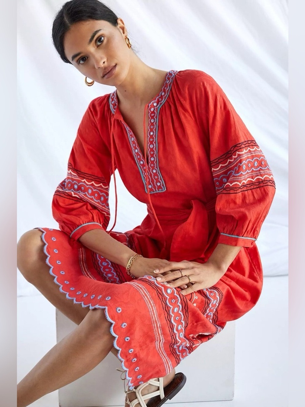 Anthropologie Scarlet Puff-Sleeved Maxi Dress Size Small Boho